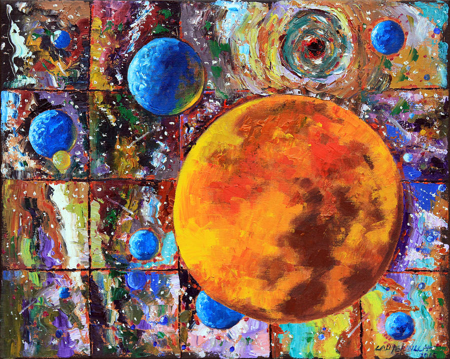 Many Blue Planets Painting by John Lautermilch