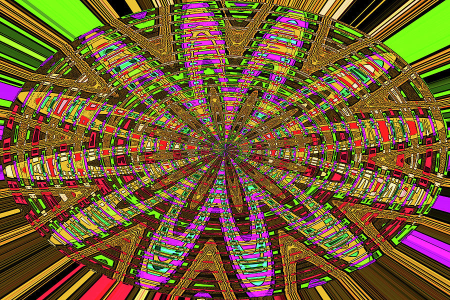 Many Color Squares Oval Abstract Digital Art by Tom Janca