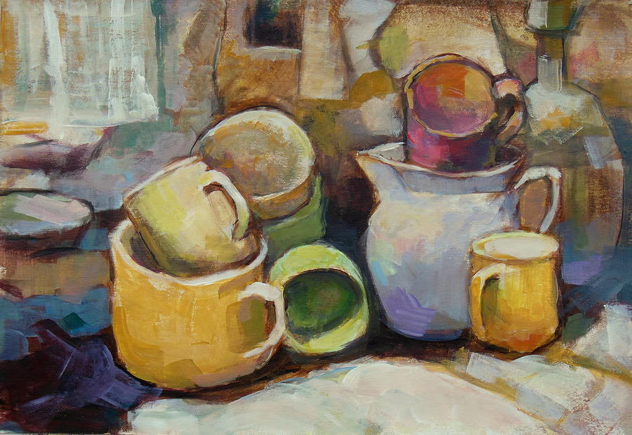 Many cups Painting by Alfons Niex
