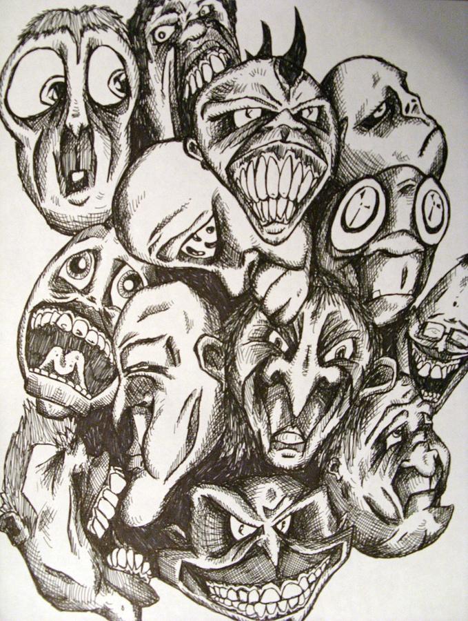 scary drawings of faces