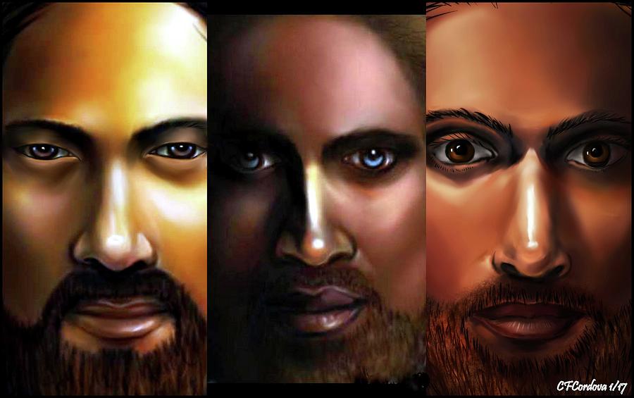 Many Faces of Jesus Digital Art by Carmen Cordova