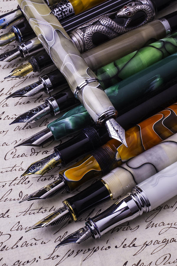 Vintage Photograph - Many Fountain Pens by Garry Gay