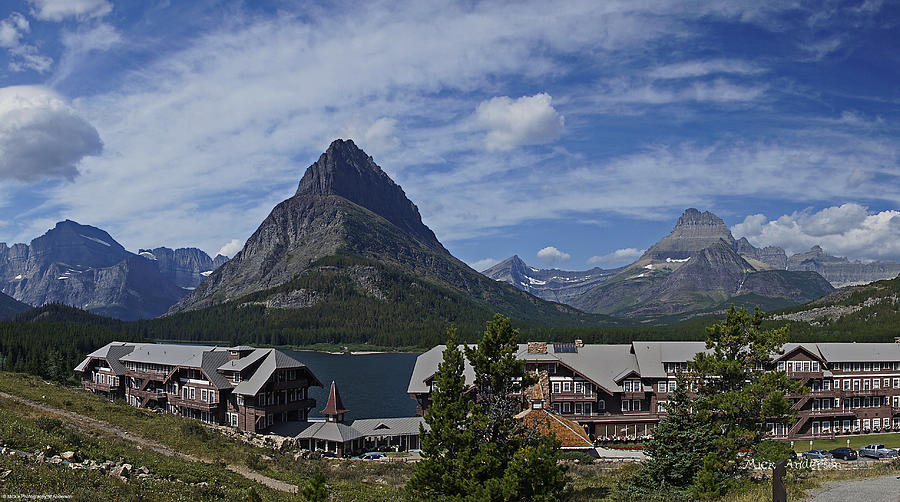 Many Glacier Lodge Panoramic Photograph by Mick Anderson