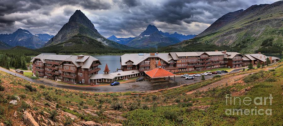 Many Glacier Lodge Panorama Photograph by Adam Jewell