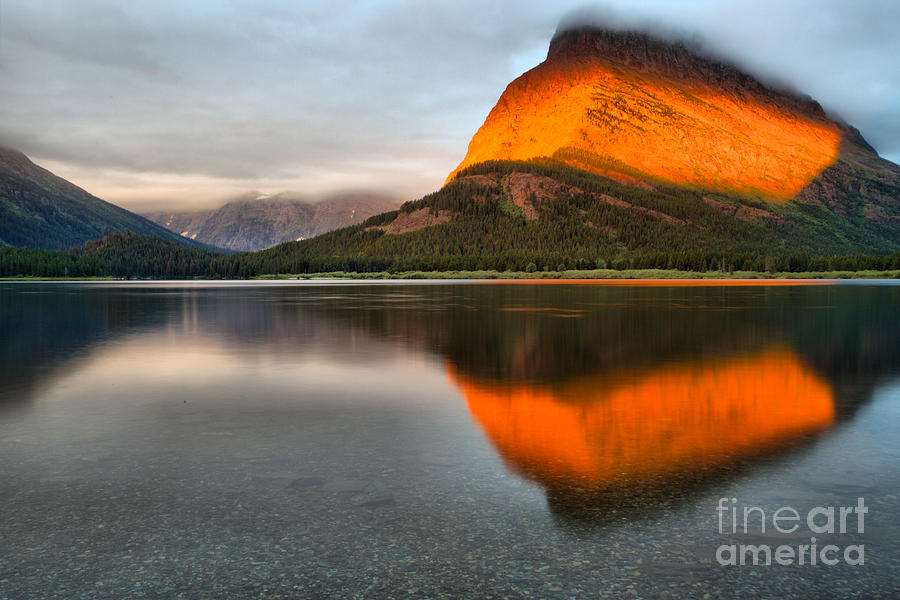 Many Glacier Orange Stripe Morning Photograph by Adam Jewell