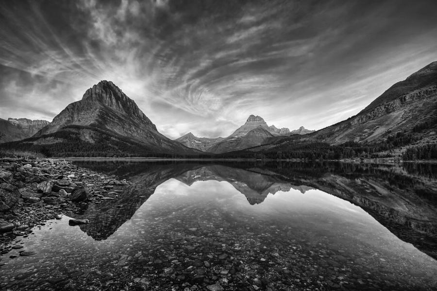 Glacier National Park Photograph - Many Glacier Zen in Black and White by Mark Kiver