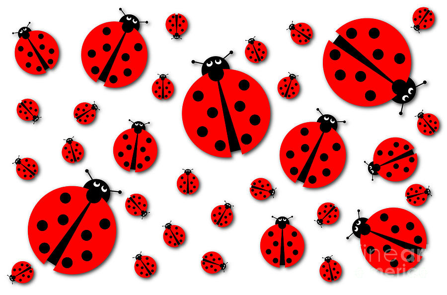 Many Ladybugs Shadows Digital Art by Henrik Lehnerer
