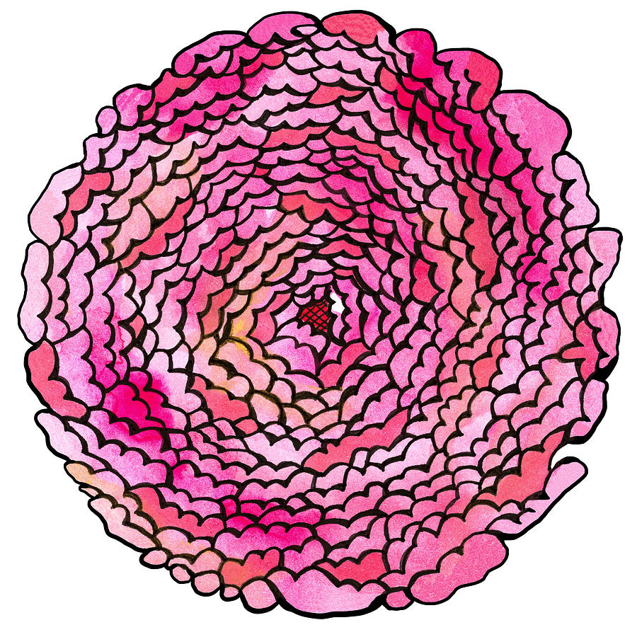 Many Petaled Flower Mixed Media by Tonya Doughty