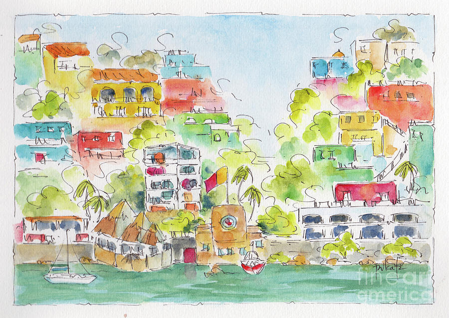 Manzanillo Coastline Painting by Pat Katz