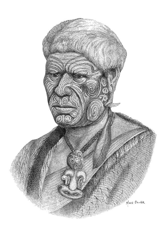 Maori Chief Of New Zealand Drawing Drawing By Mike Oliver Fine Art America