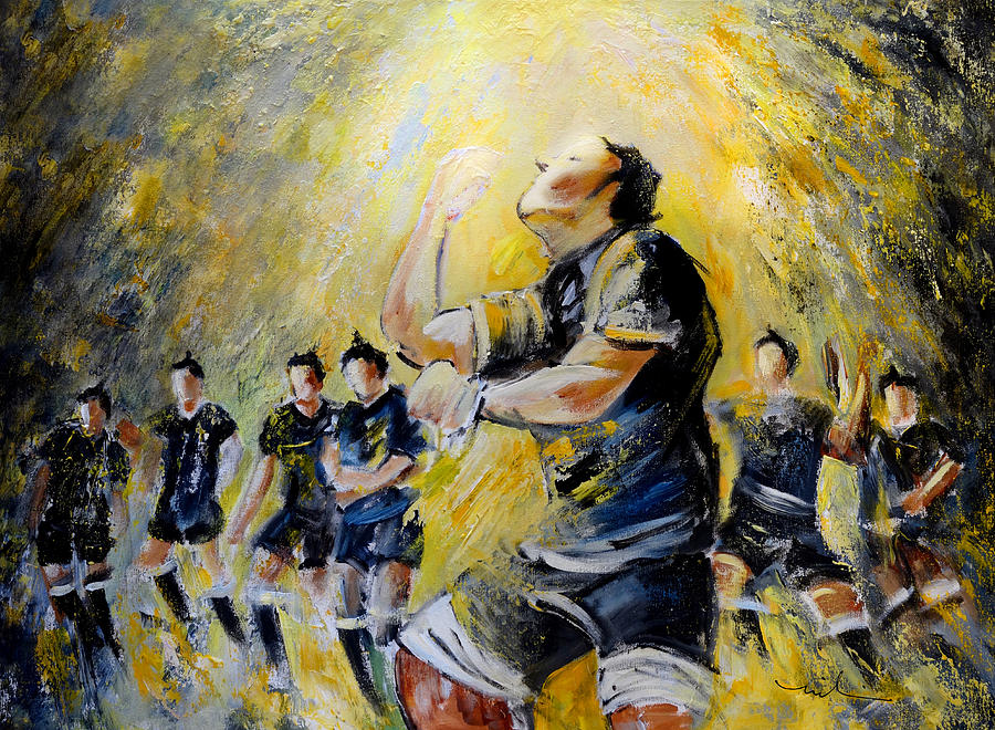 Sports Painting - Maori Haka Again And Again by Miki De Goodaboom
