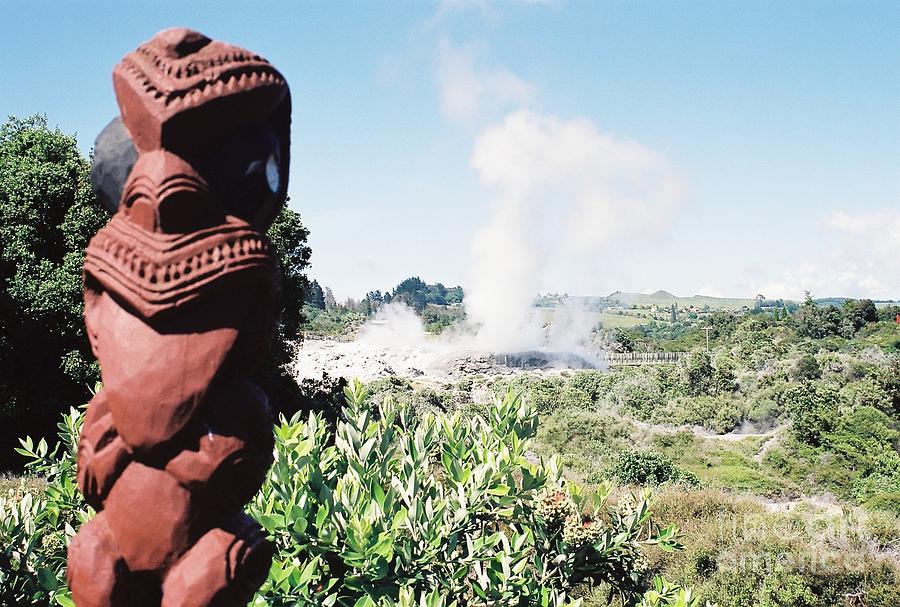 Maori Wood Carved Statue In New Zealand Photograph By Trude Janssen