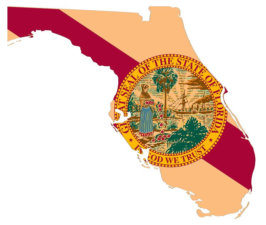 Map and Flag of Florida Digital Art by Roy Pedersen