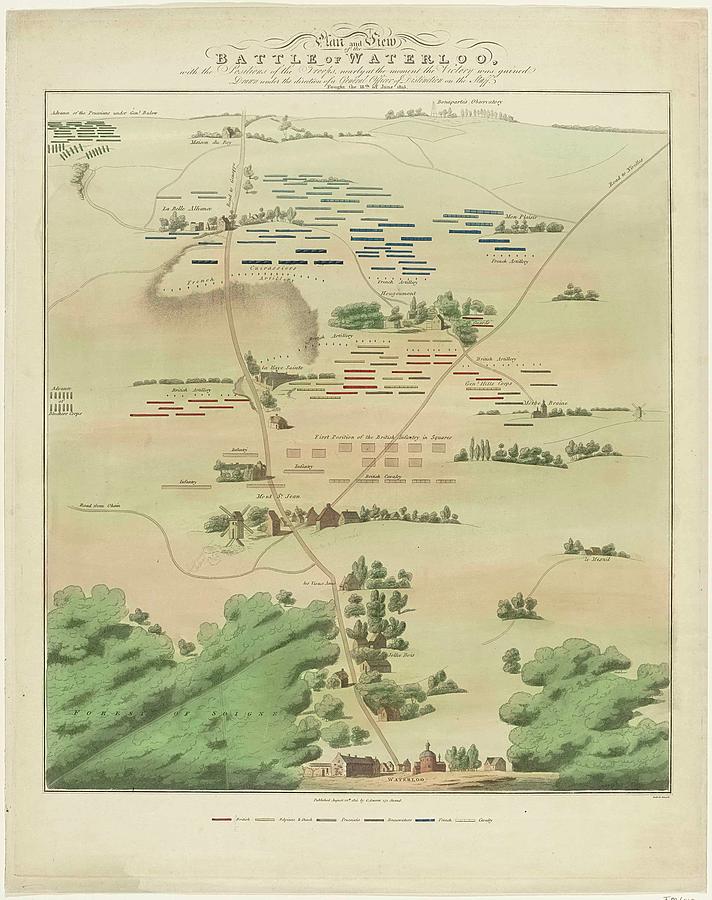 Map and View of the Battle of Waterloo Painting by MotionAge Designs ...