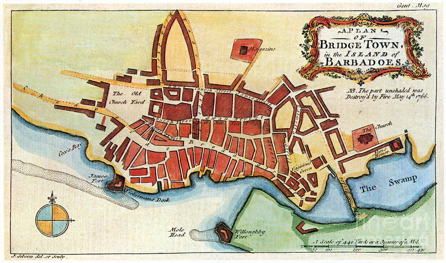 MAP: BARBADOS, c1770 Photograph by Granger