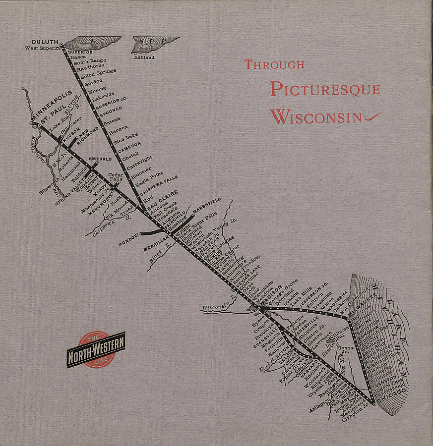 1902 Train Route Map Photograph by Chicago and North Western Historical Society