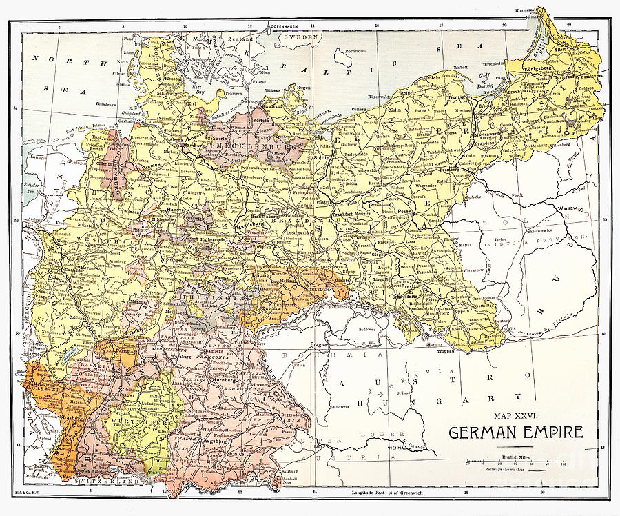 Map Of German Empire Photograph by Granger