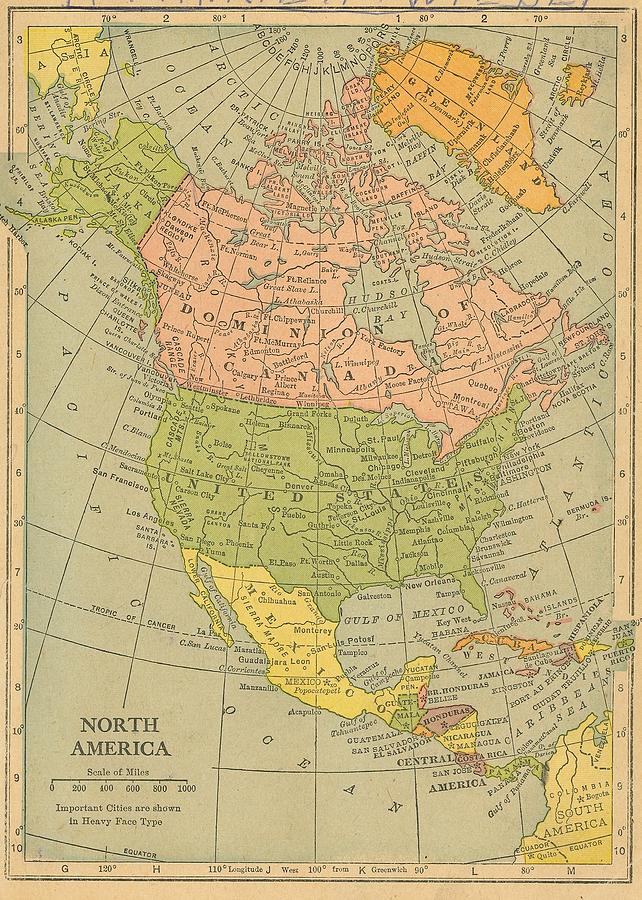Map North America 1909 Digital Art by Digital Art Cafe