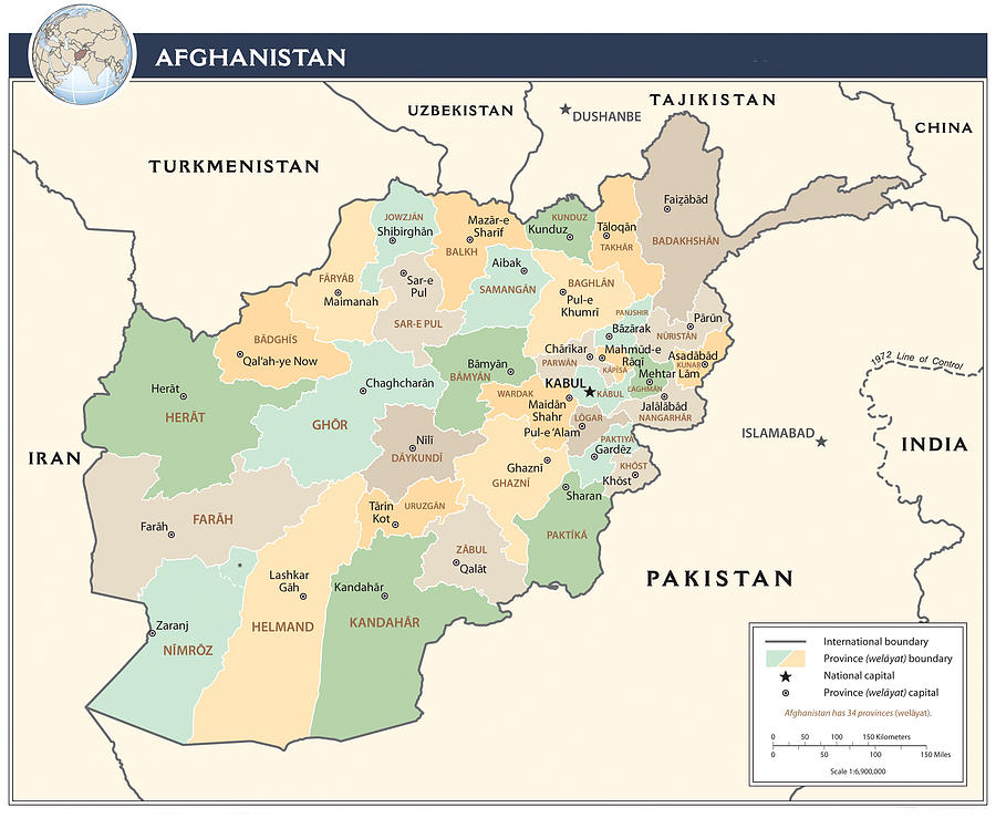 Map of Afghanistan 2 Mixed Media by Roy Pedersen