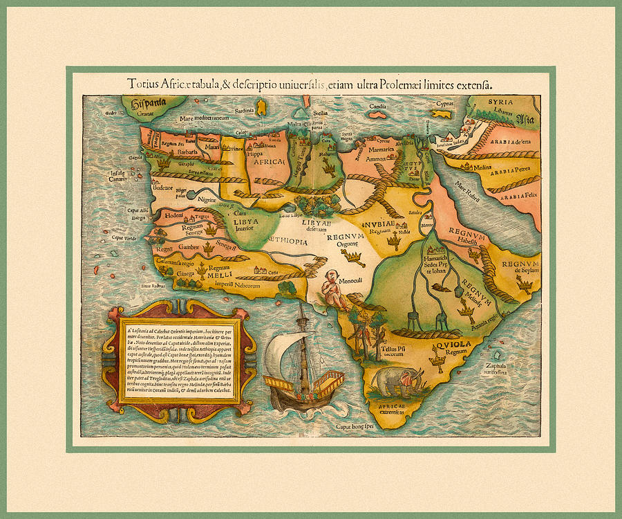 Map Of Africa 1554 Photograph by Andrew Fare