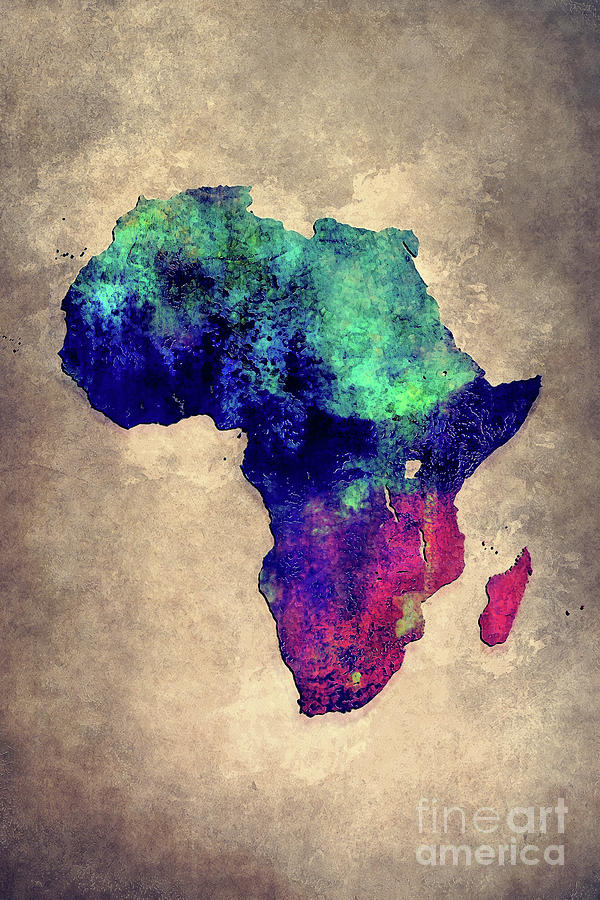 Typography Painting - Map of Africa by Justyna Jaszke JBJart