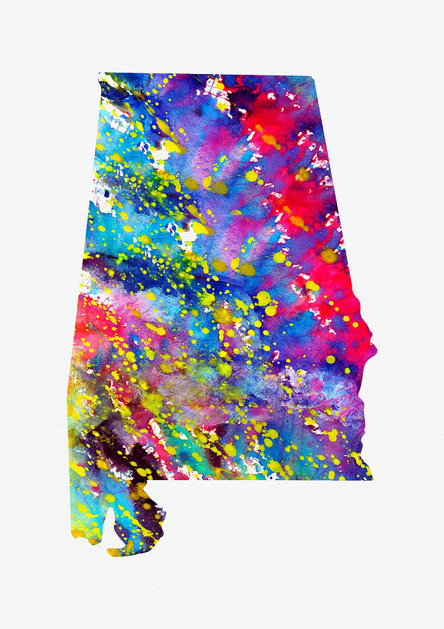 Map of Alabama-colorful Digital Art by Erzebet S - Fine Art America