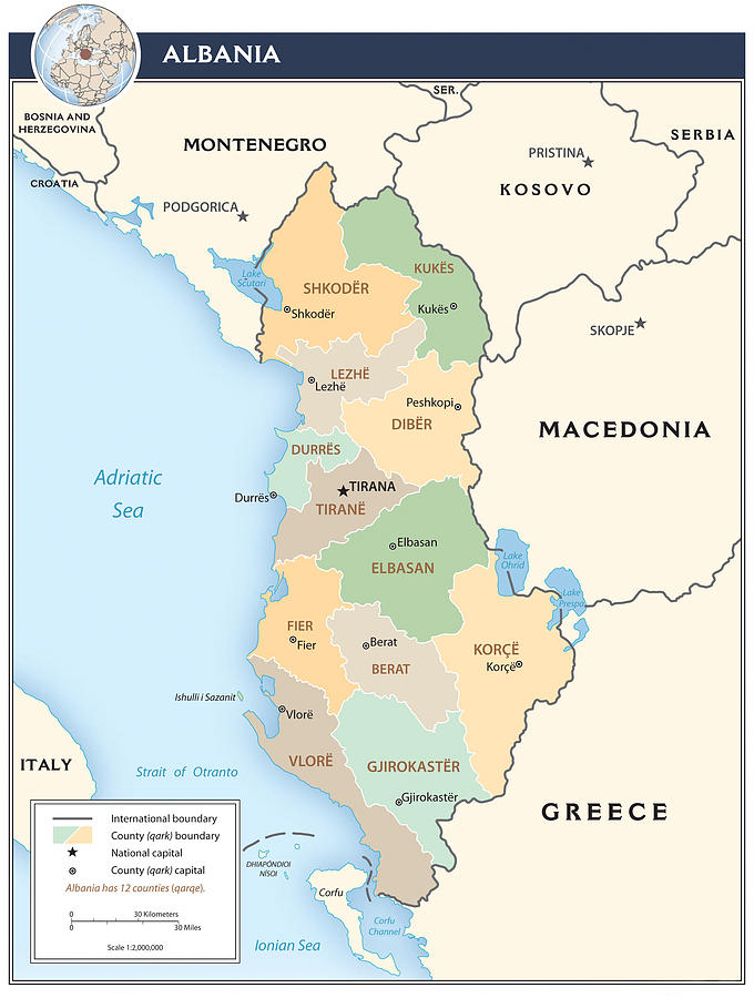 Map of Albania 2 Mixed Media by Roy Pedersen