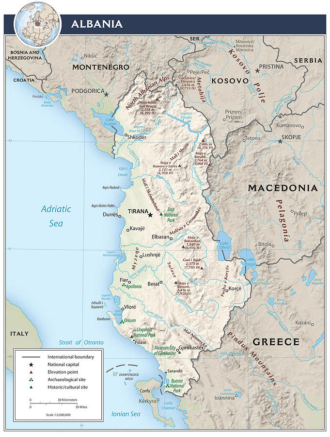 Map of Albania Mixed Media by Roy Pedersen
