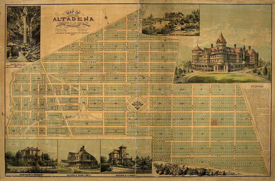 Map Of Altadena 1887 Photograph by Andrew Fare