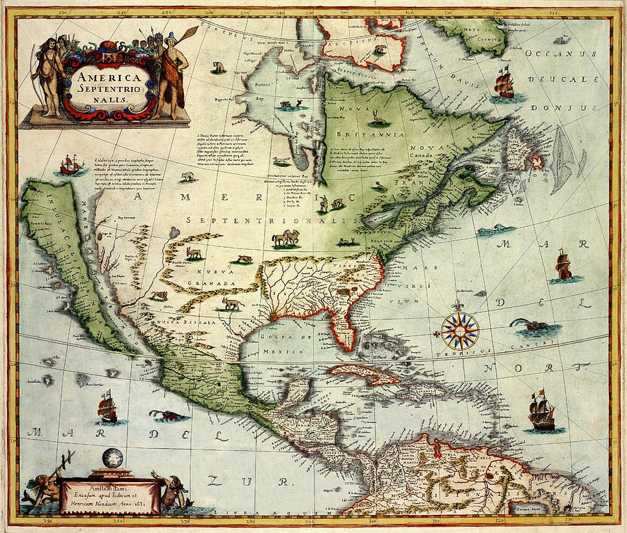Map Of America 1610 Photograph by Andrew Fare