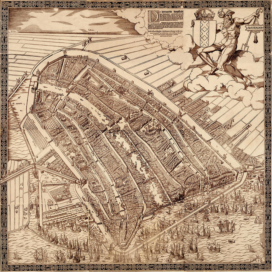 Map Of Amsterdam 1544bw Photograph by Andrew Fare