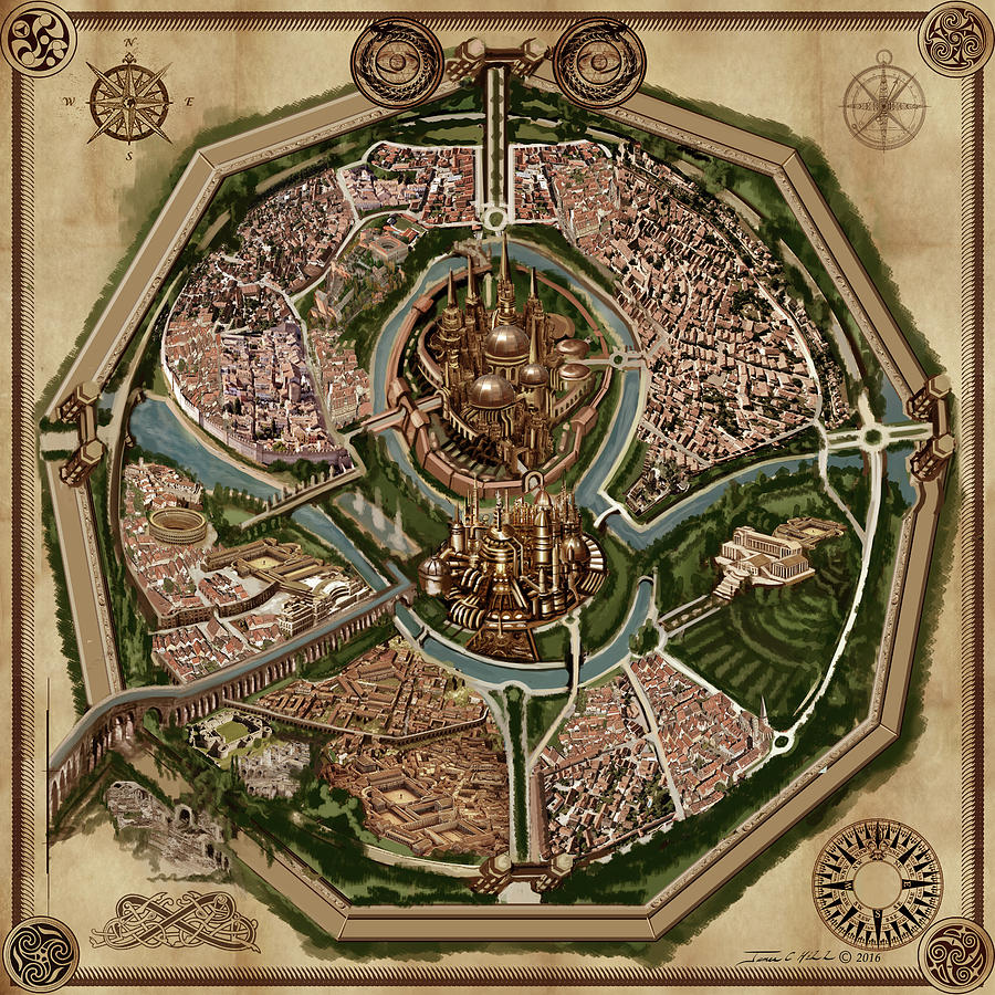 Map of ancient city of DRITH Painting by James Hill
