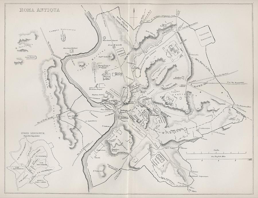 Map Of Ancient Rome From The National Drawing By Vintage Design Pics