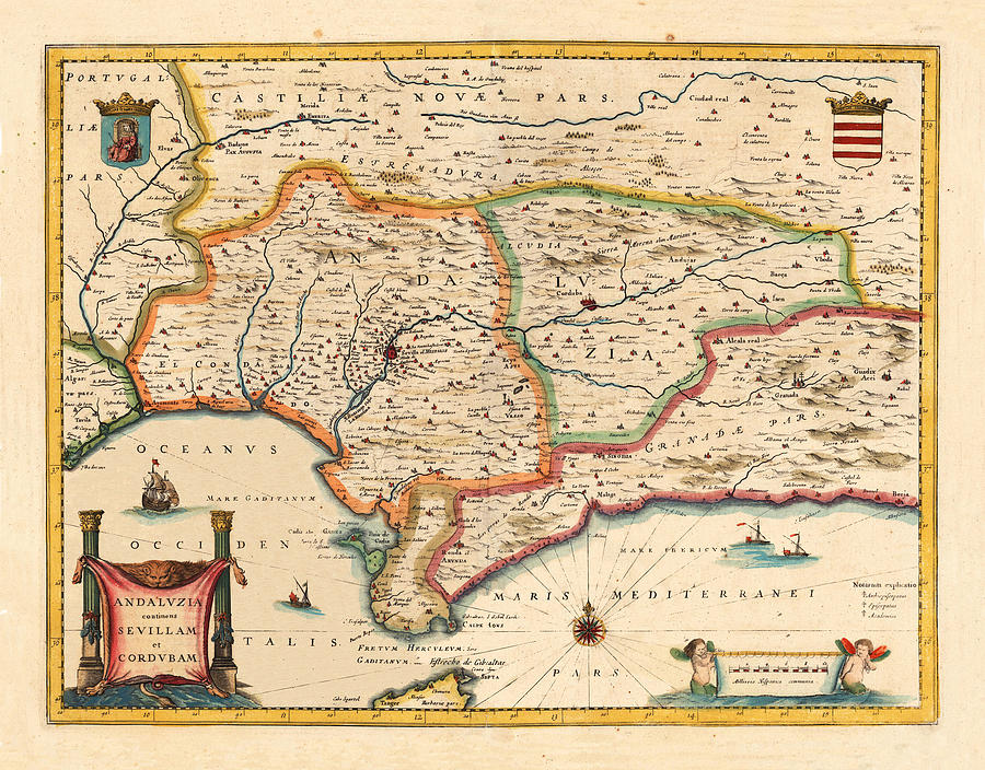 Map Of Andalusia 1650 Photograph by Andrew Fare