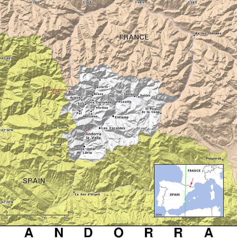 Map of Andorra Digital Art by Roy Pedersen