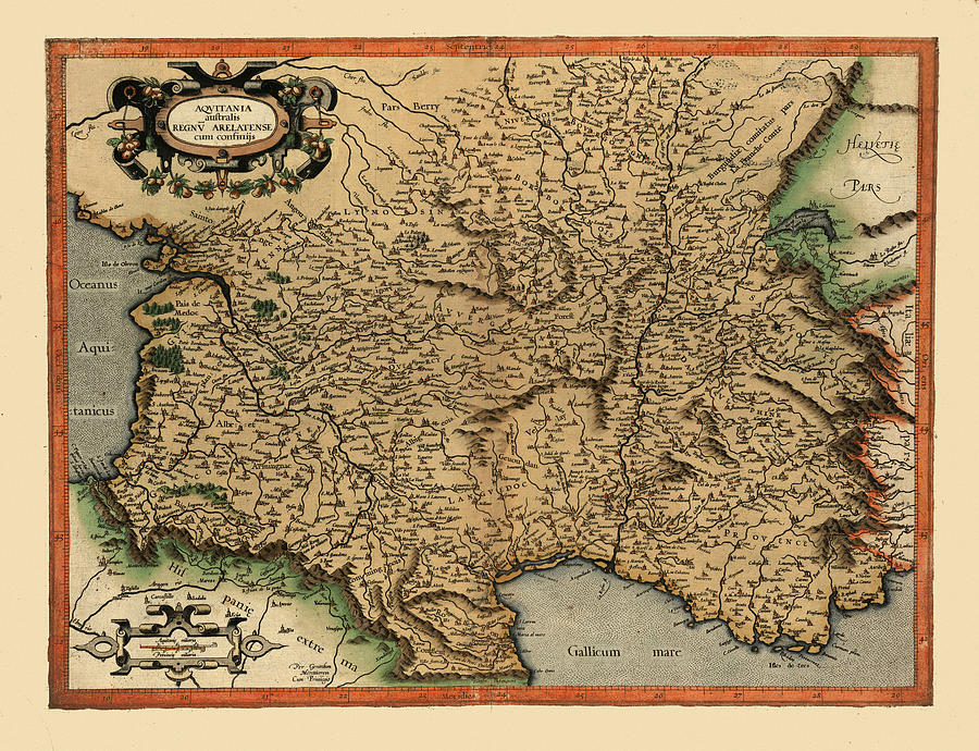 Map Of Aquitaine 1685 Photograph by Andrew Fare