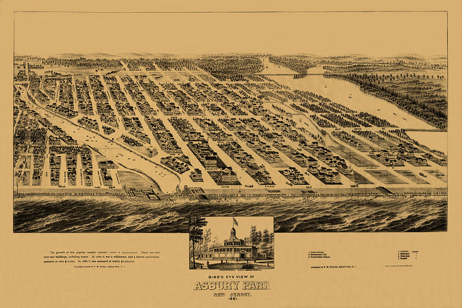 Map Of Asbury Park 1881 Photograph