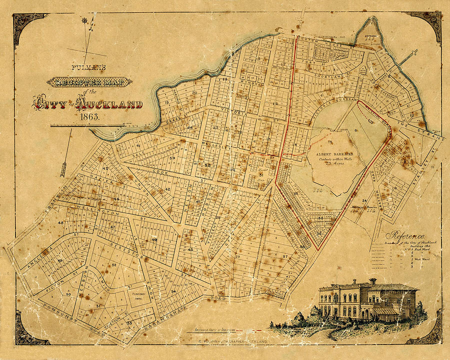 Map Of Auckland 1863 Photograph by Andrew Fare