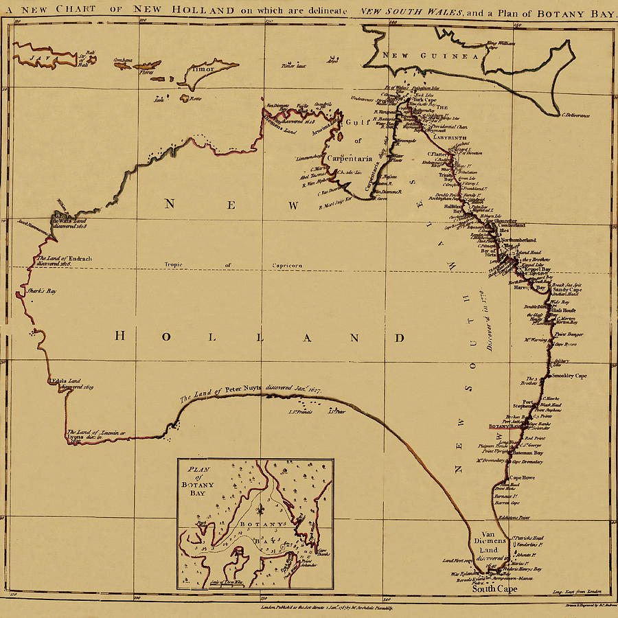 Map Of Australia 1790 Photograph by Andrew Fare