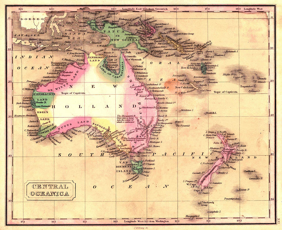 Map Of Australia 1828 Photograph by Andrew Fare