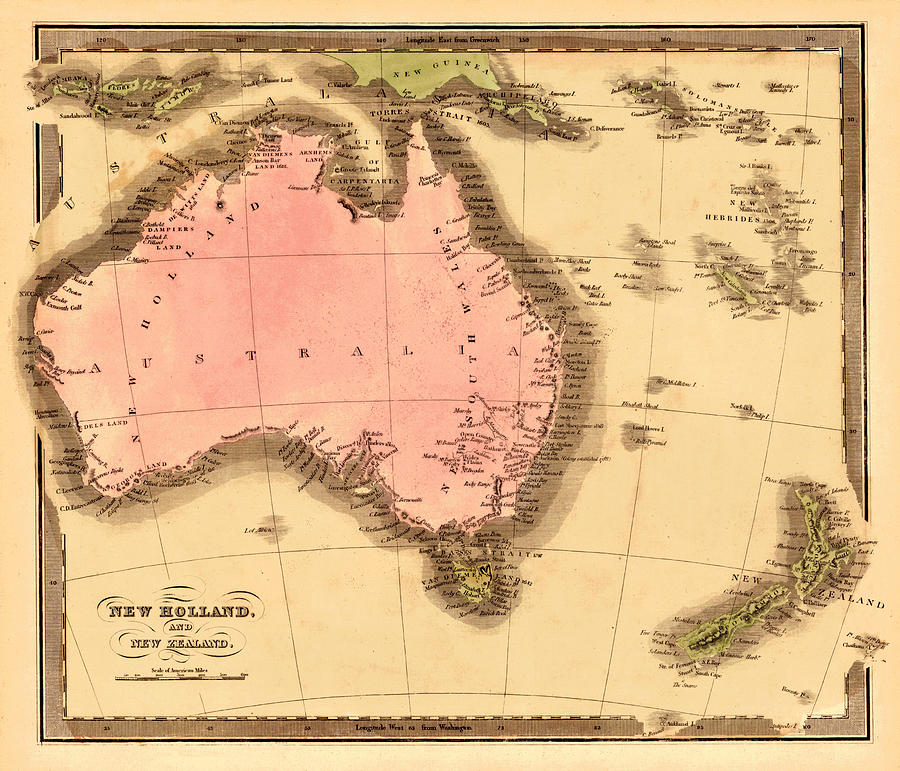 Map Of Australia 1840 Photograph by Andrew Fare