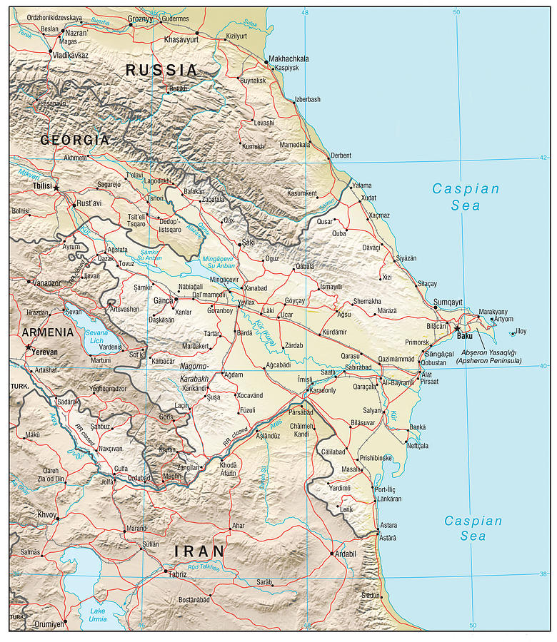 Map of Azerbaijan Mixed Media by Roy Pedersen