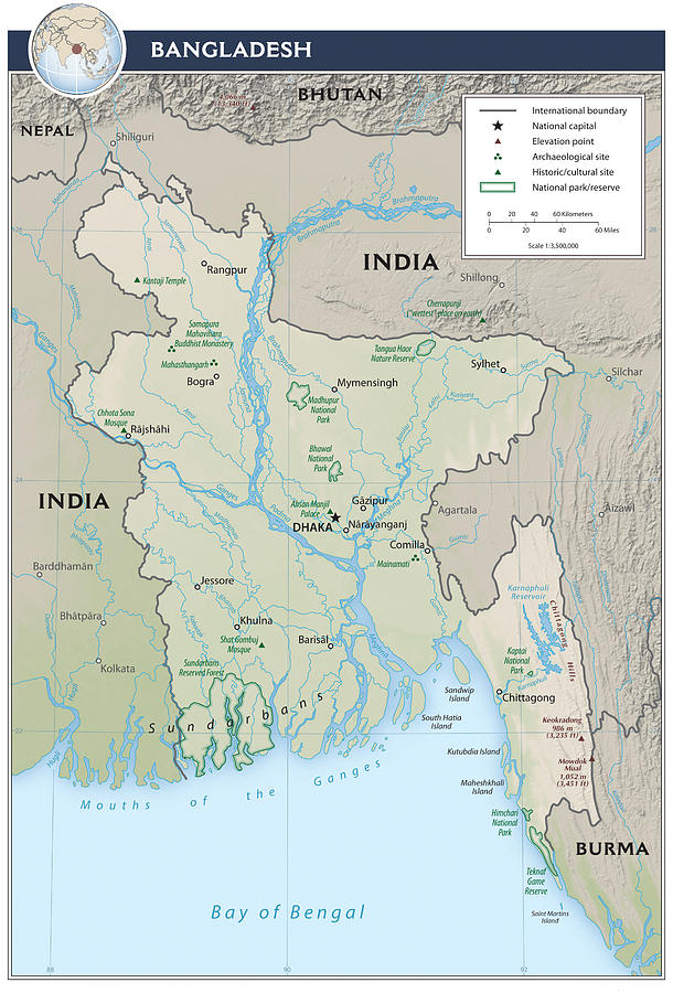 Map of Bangladesh Mixed Media by Roy Pedersen