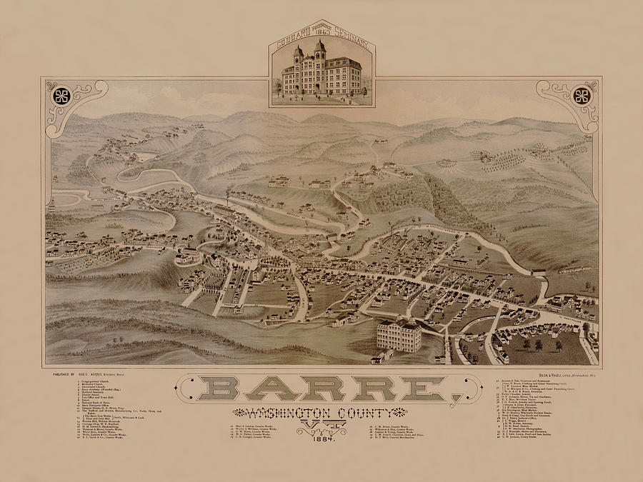 Map Of Barre 1884 Photograph by Andrew Fare