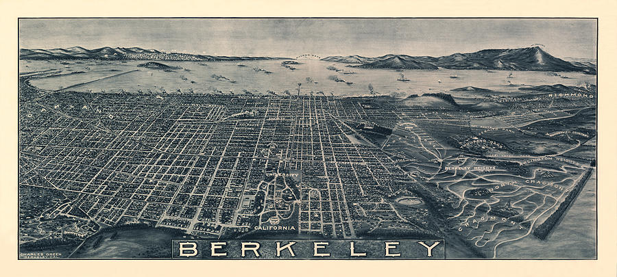 Map Of Berkeley 1909 Photograph