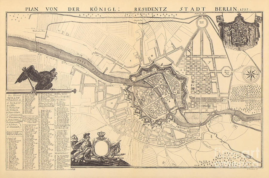 Map of Berlin, 1737 Drawing by G Dusableau