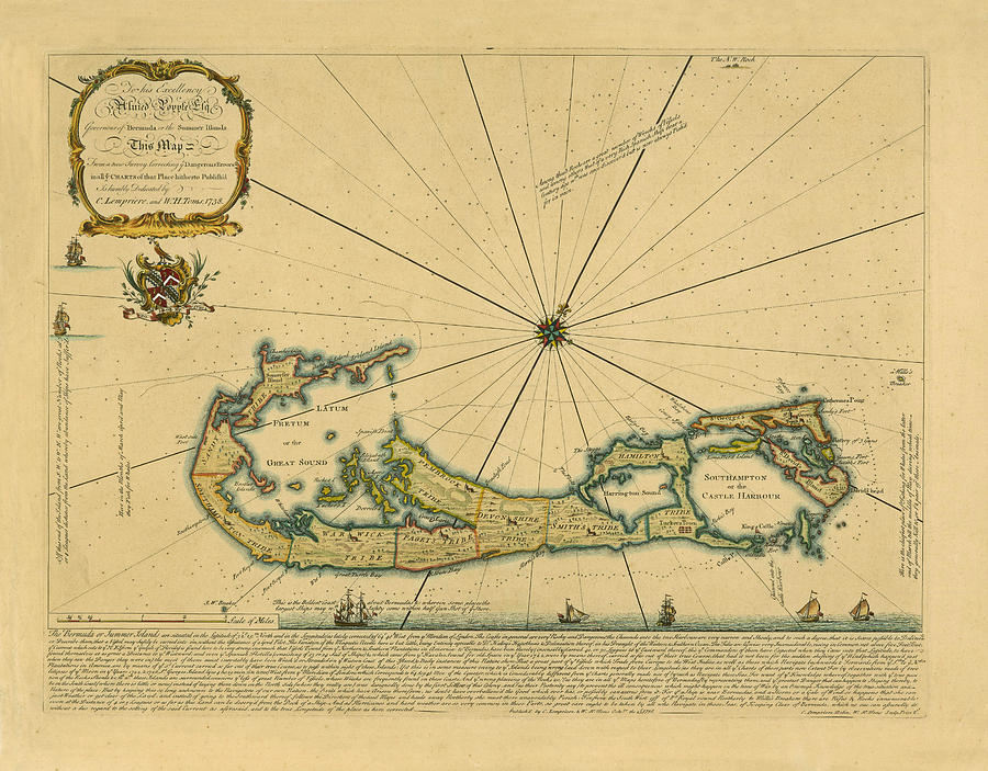 Map Of Bermuda 1732 Photograph by Andrew Fare