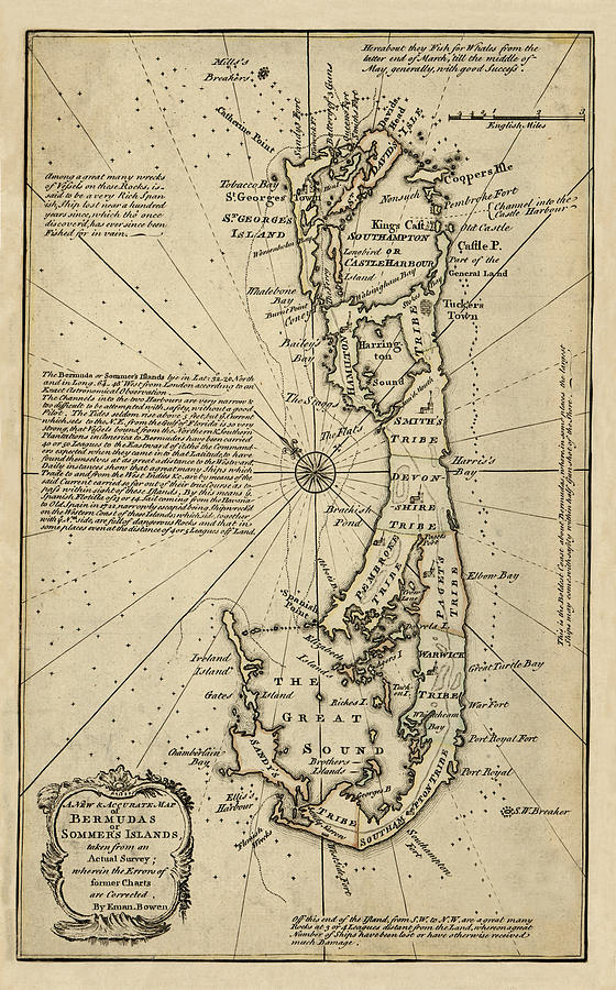 Map Of Bermuda 1750 Photograph by Andrew Fare