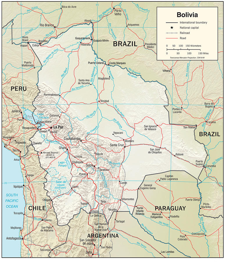 Map of Bolivia Mixed Media by Roy Pedersen