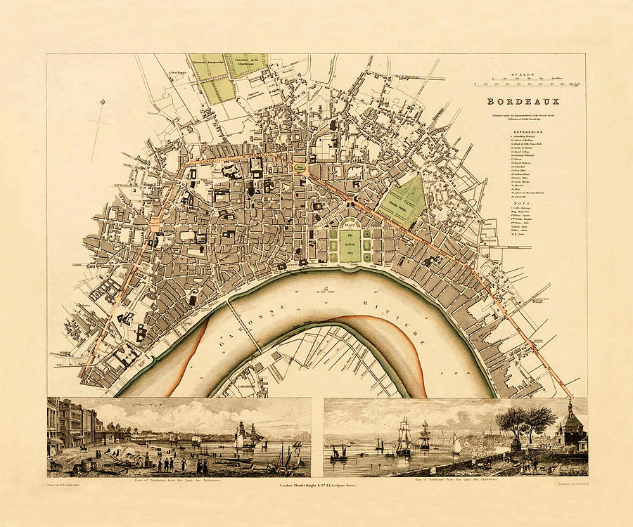 Map Of Bordeaux 1850 Photograph by Andrew Fare